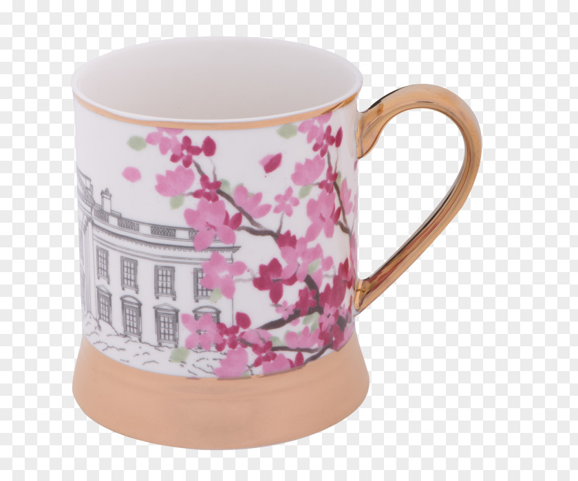 White House Coffee Cup Mug Cherry Blossom Tidal Basin PNG