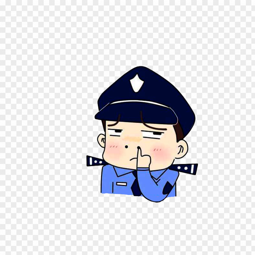 The Police Uncle Dug His Nose Out Of Mouth Wuhan Officer Sticker Facial Expression PNG