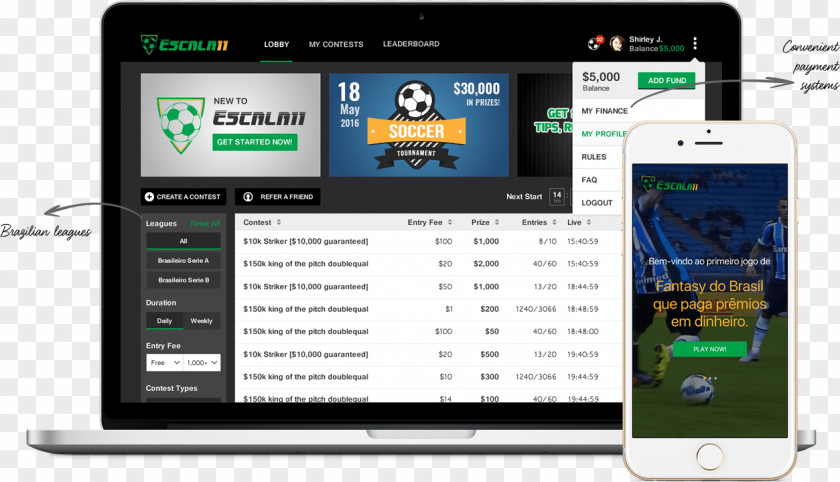 Smartphone Daily Fantasy Sports Betting Statistical Association Football Predictions Brazil PNG