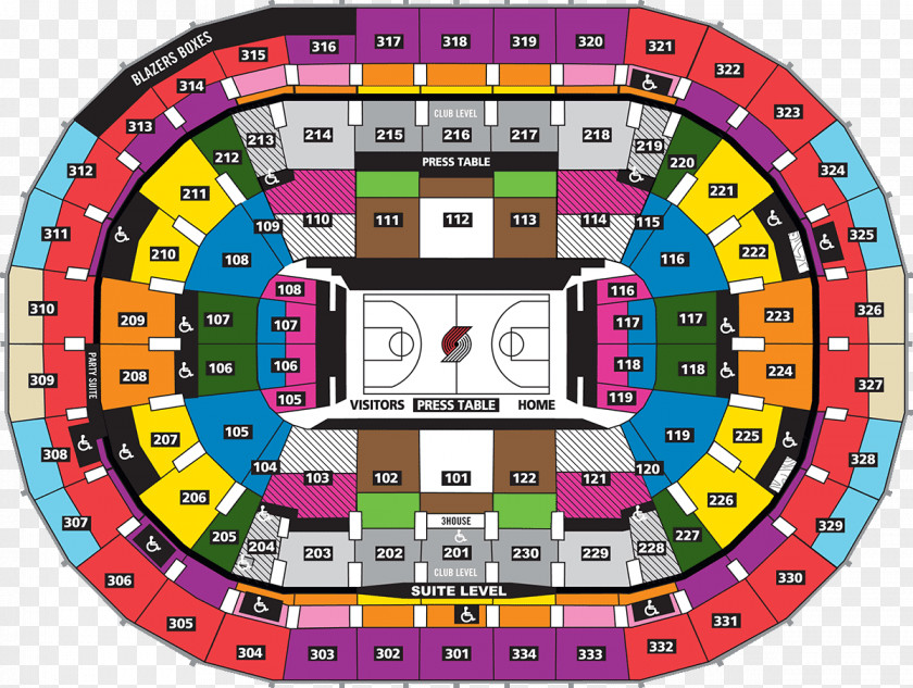 Caption Box Moda Center Portland Trail Blazers Rose Quarter NBA Seating Assignment PNG