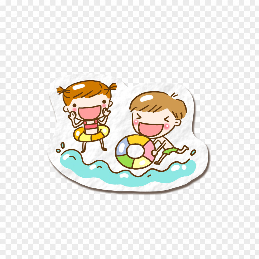 Summer Swimming Child Drawing Cartoon PNG