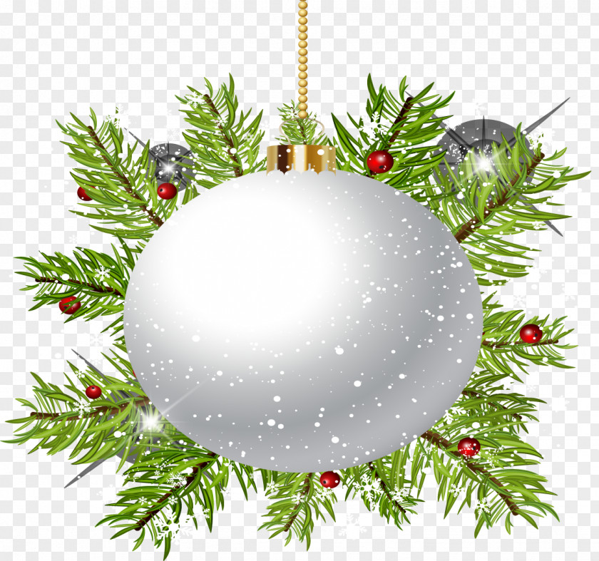 Vivid White Christmas Ball Ornament PNG
