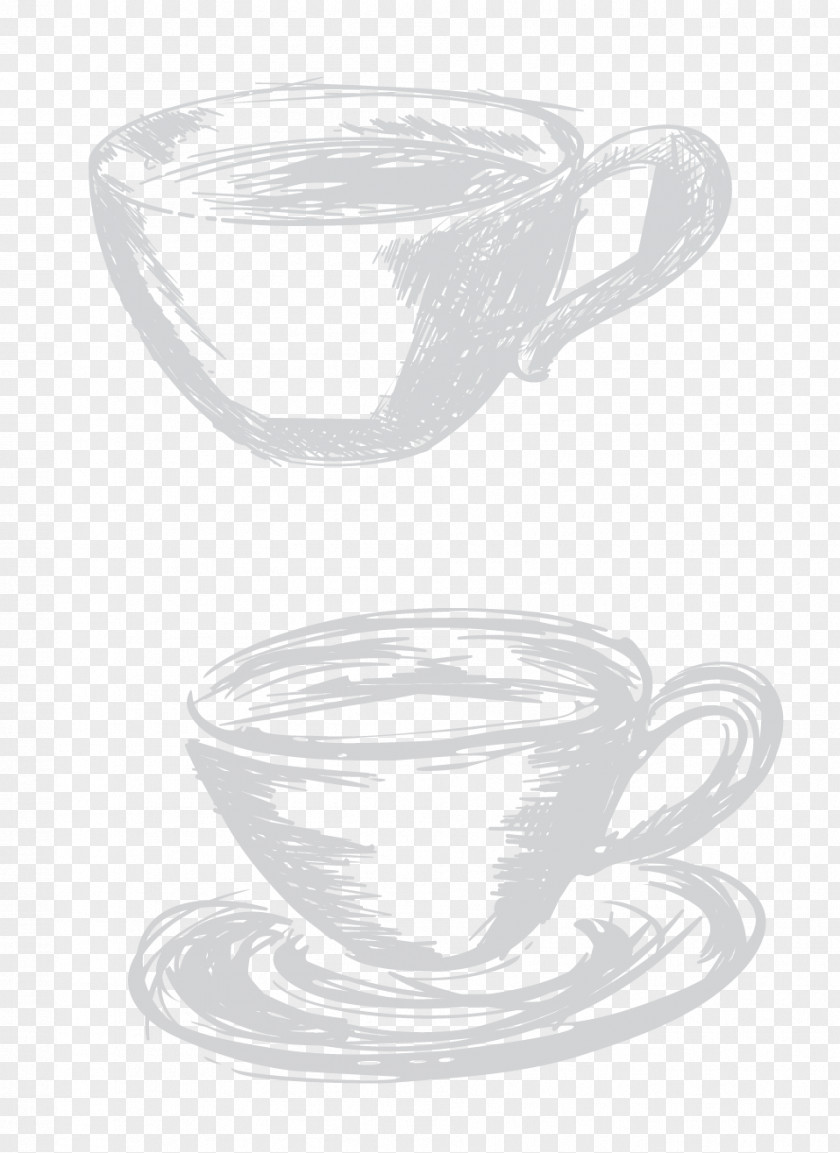 Chalk Painted Coffee Cup Vector PNG