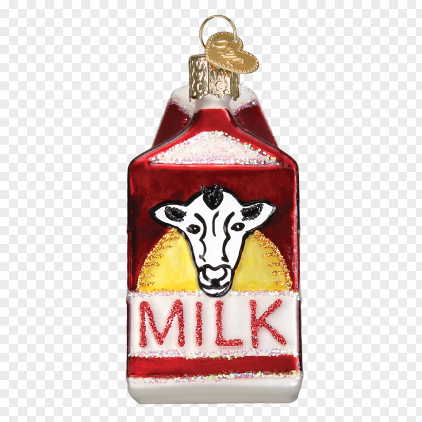 Hand-painted Milk Christmas Ornament Photo On A Carton Glass Bottle PNG