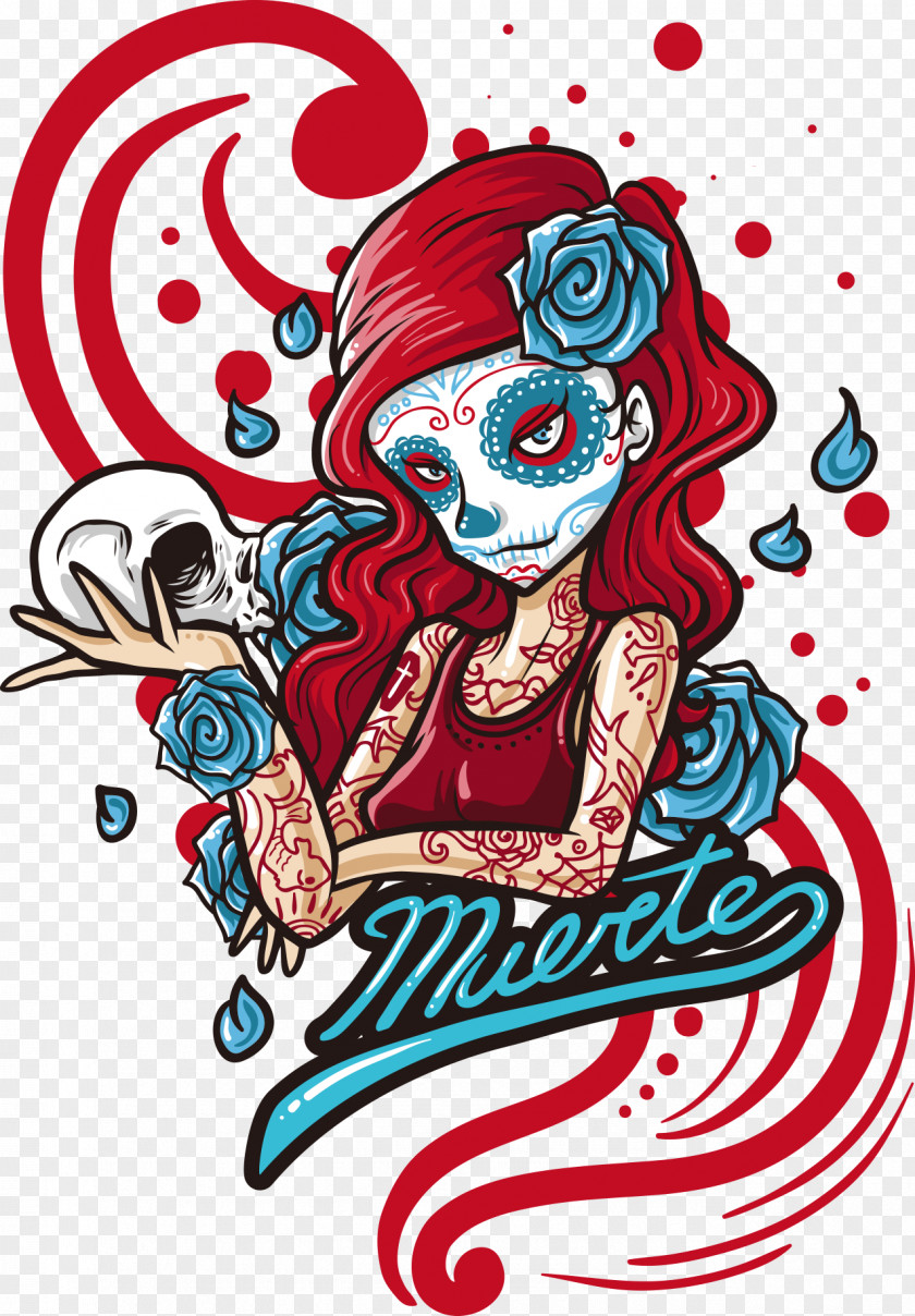 Sleeve Tattoo PNG tattoo , red pattern girl, illustration of woman with tattoos clipart PNG