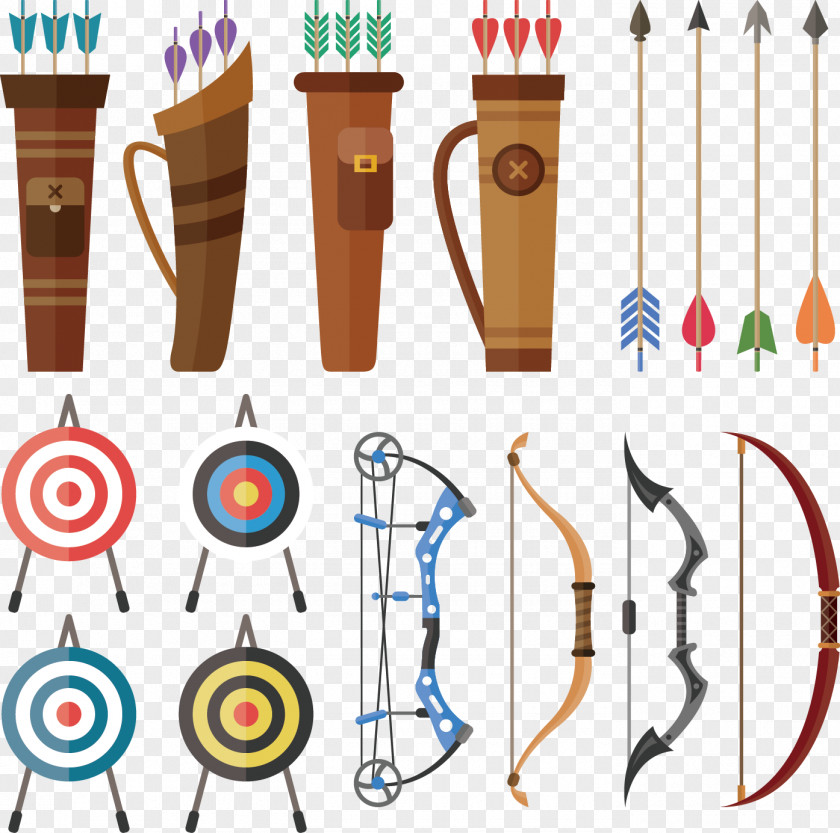 Vector Hand-drawn Crossbow Archery Target Bow And Arrow Hunting Euclidean PNG