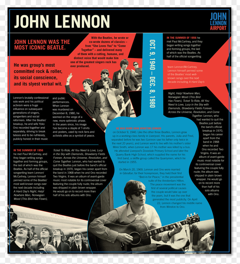 Airplane In His Own Write Liverpool John Lennon Airport Poster PNG