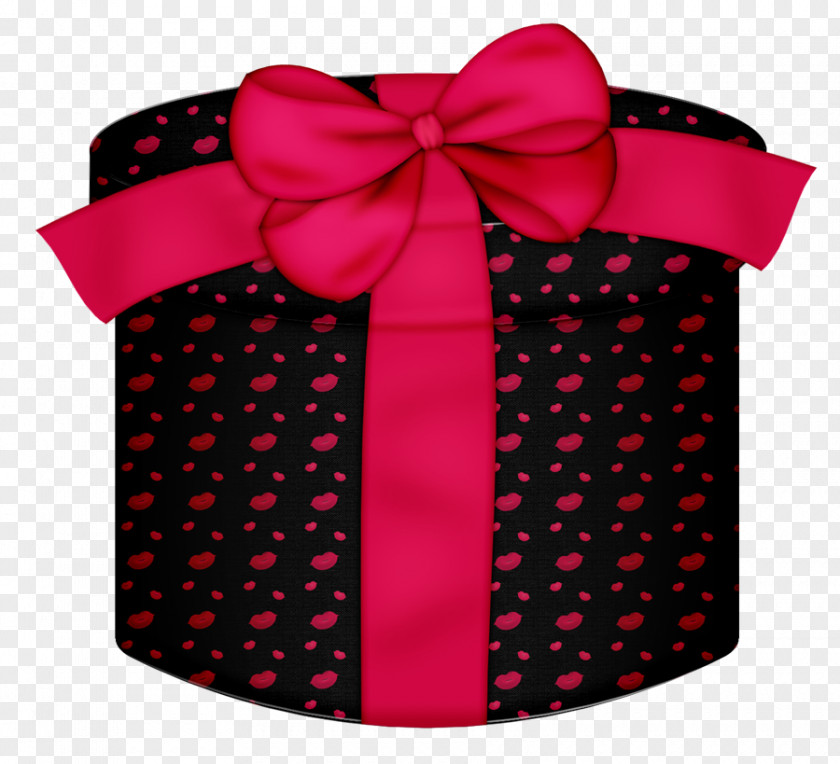 Black Kiss Round Gift Box Clipart Ribbon Clip Art PNG