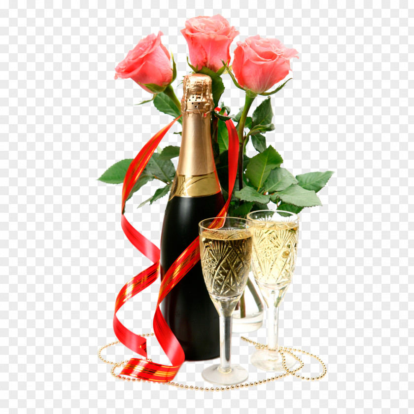 Champagne Red Rosé Bottle Clip Art PNG