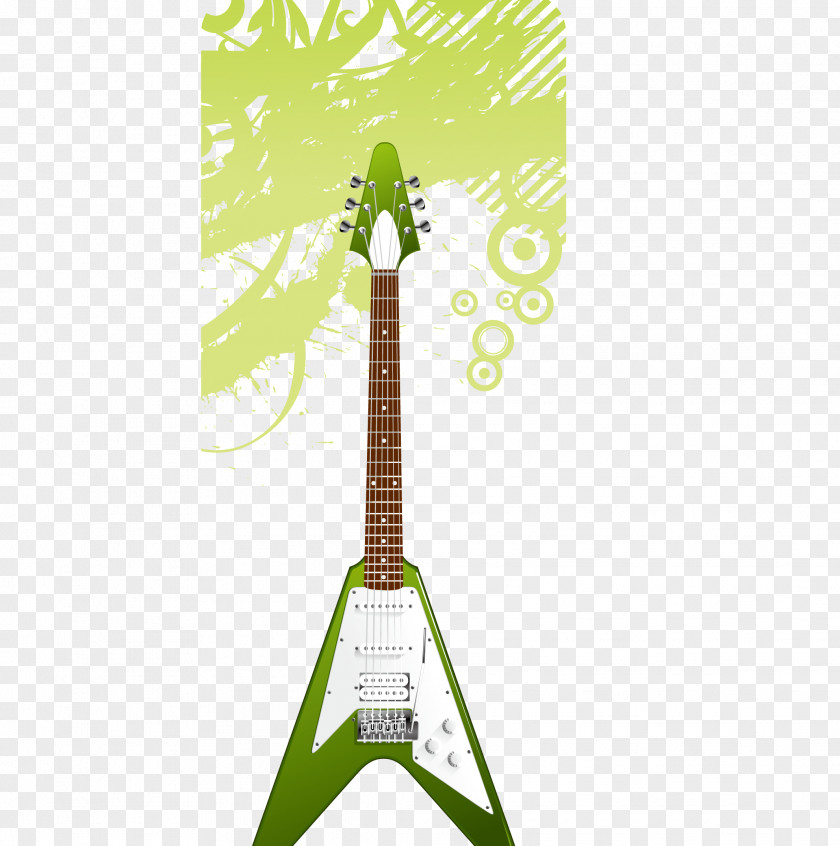 Green Electric Guitar And Background Vector Musical Instrument PNG