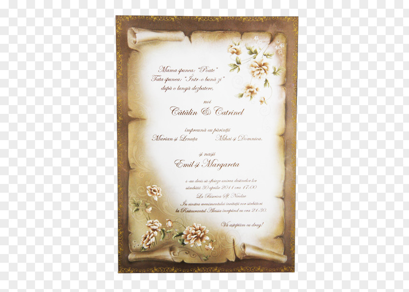 Wedding Invitation Convite Gold Papyrus PNG