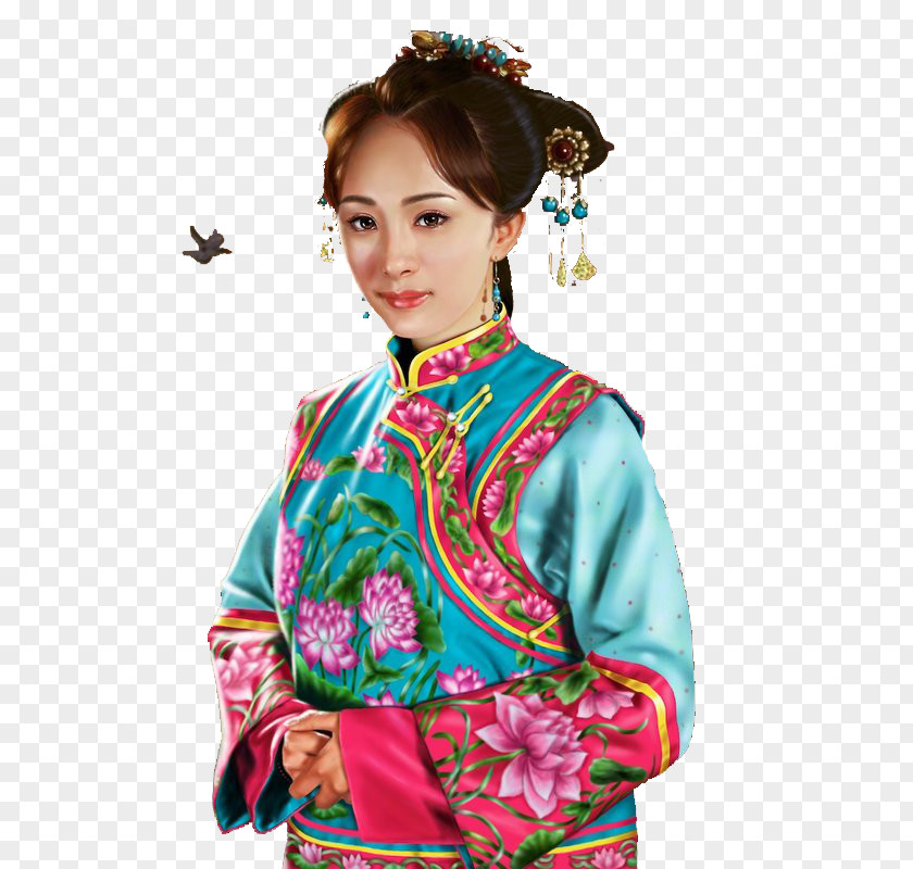 Painting Geisha Woman Portrait Kimono PNG