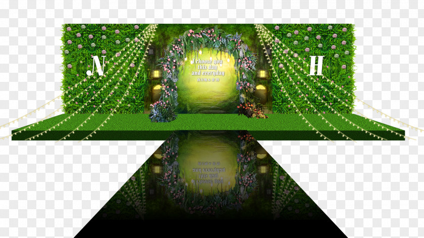 Green Countryside Wedding Decoration PNG