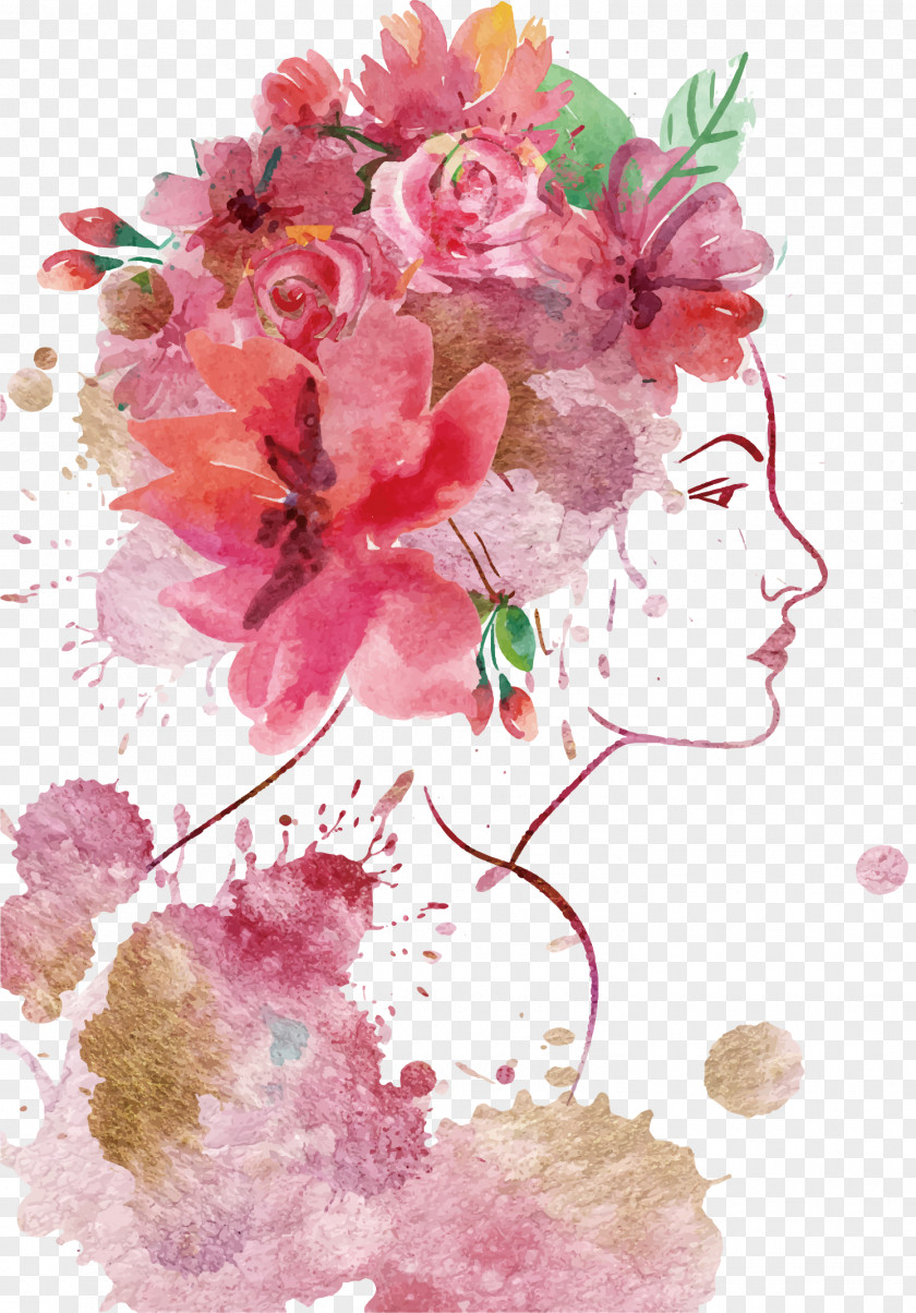 Women 's Day Poster Cartoon Promotional Material Woman Watercolor Painting International Womens PNG