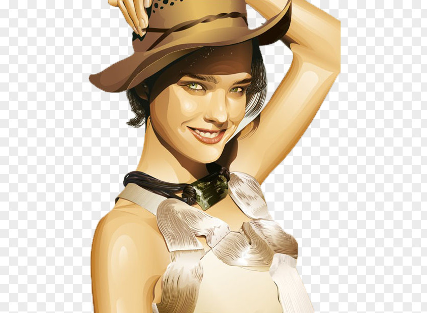 Hat Woman Illustration Portrait Digital Work Of Art PNG