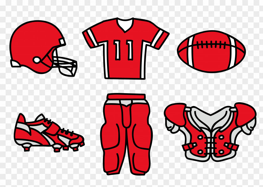 Vibrant Red Rugby Kit Collection Jersey Clip Art PNG