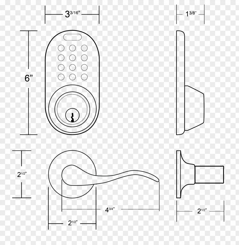 Design Door Handle Technical Drawing Diagram PNG