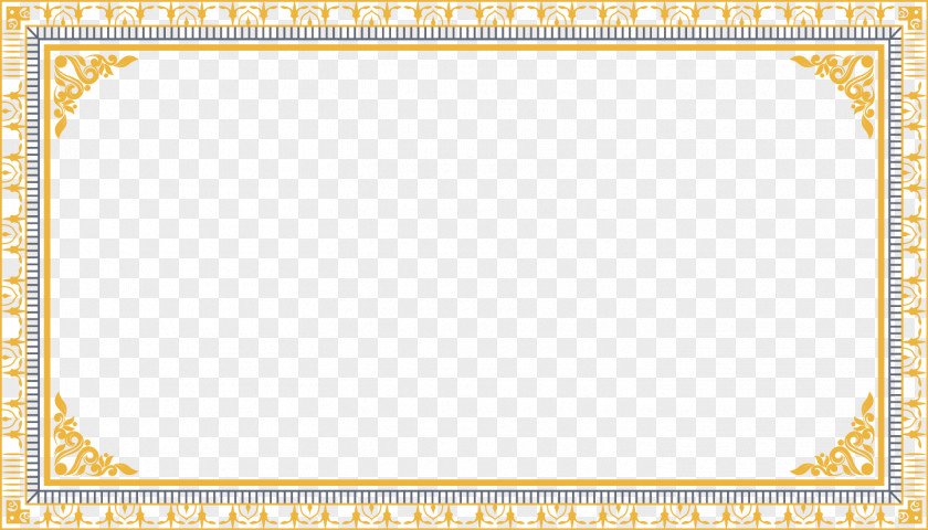 Hand-painted Gold Frame Pattern Vector Yellow Area PNG