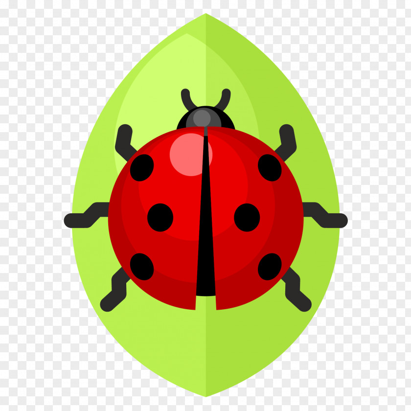 Vector Green Leaves Ladybug Beetle Ladybird Clip Art PNG
