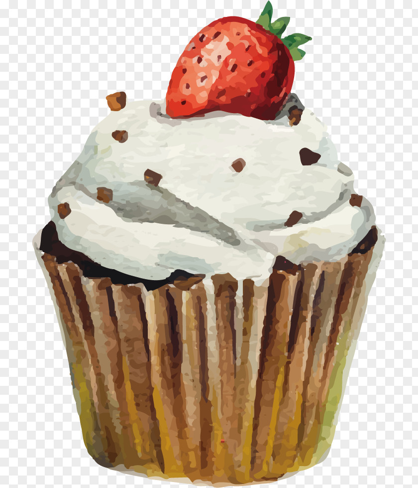Vector Painted Small Strawberry Cake Cake: A Slice Of History Cupcake Global Fruitcake Chocolate PNG