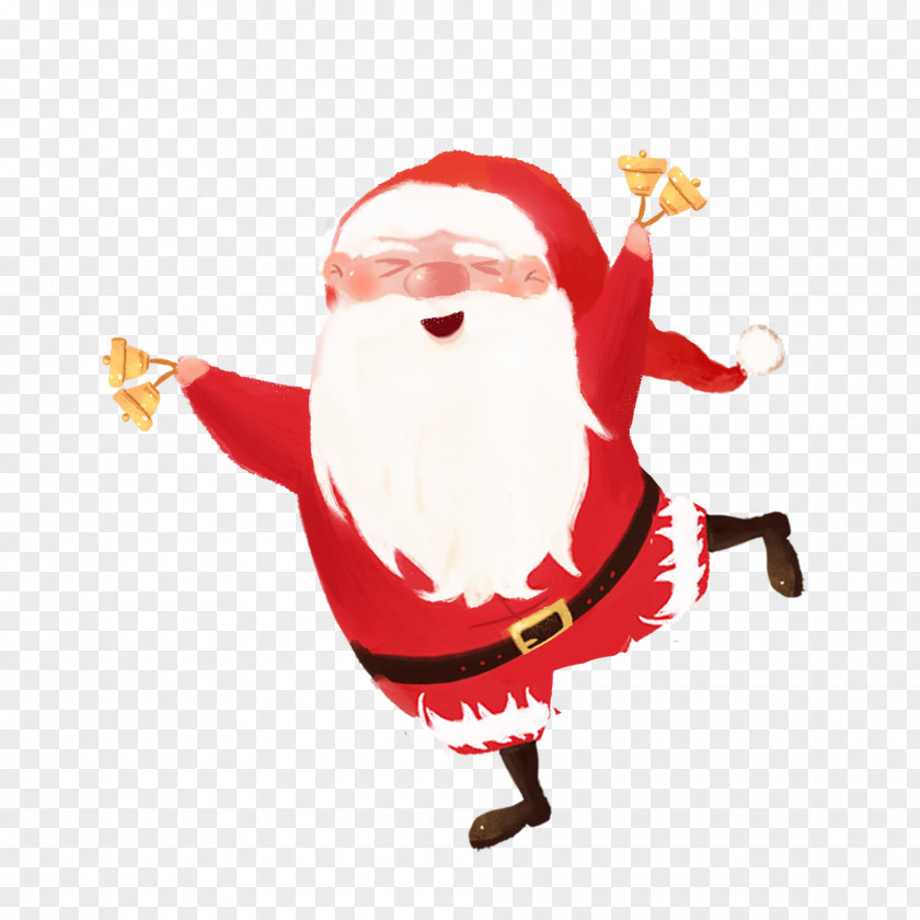 Santa Claus Shaking The Bell SantaCon Christmas Ornament Illustration PNG