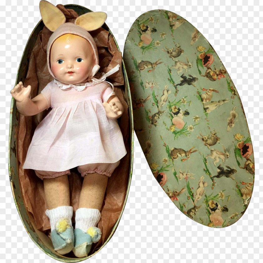 Doll Easter Bunny 1920s Infant PNG
