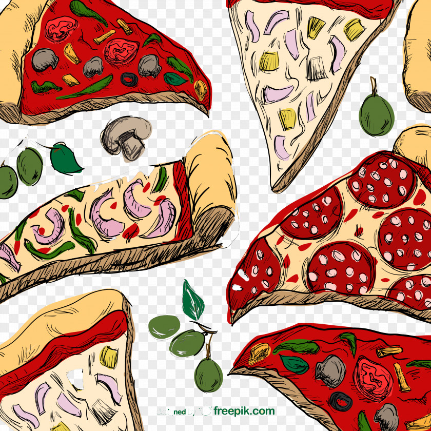 Floating Pizza Italian Cuisine Fast Food Drawing PNG