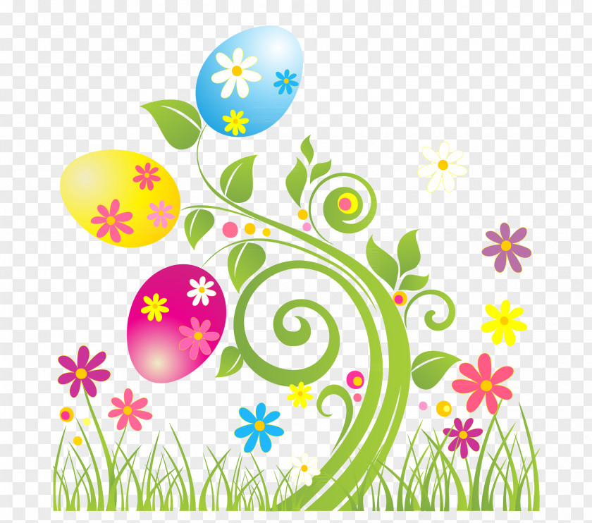Curly Trees Easter Bunny Egg Clip Art PNG