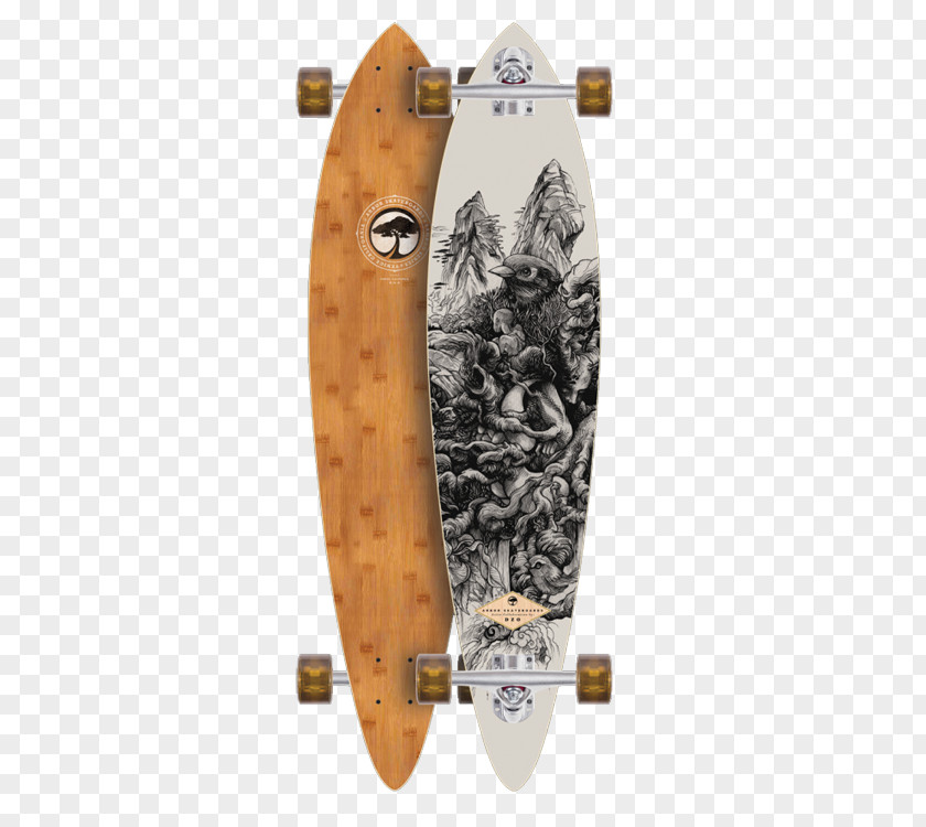 Bamboo Board Arbor Fish Longboard Complete Skateboard Axis Walnut Longboarding PNG