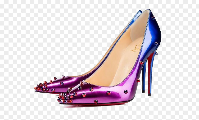 Purple Gradient Blue Rivet High Heels Court Shoe High-heeled Footwear Stiletto Heel Designer PNG
