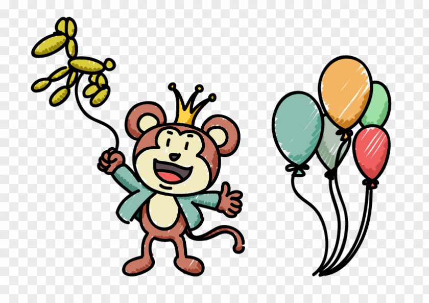Circus Monkey Balloon Magic PNG