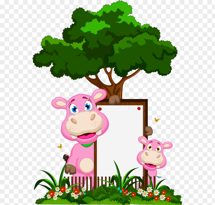 Hippo Trees Cartoon Tree Drawing Clip Art PNG