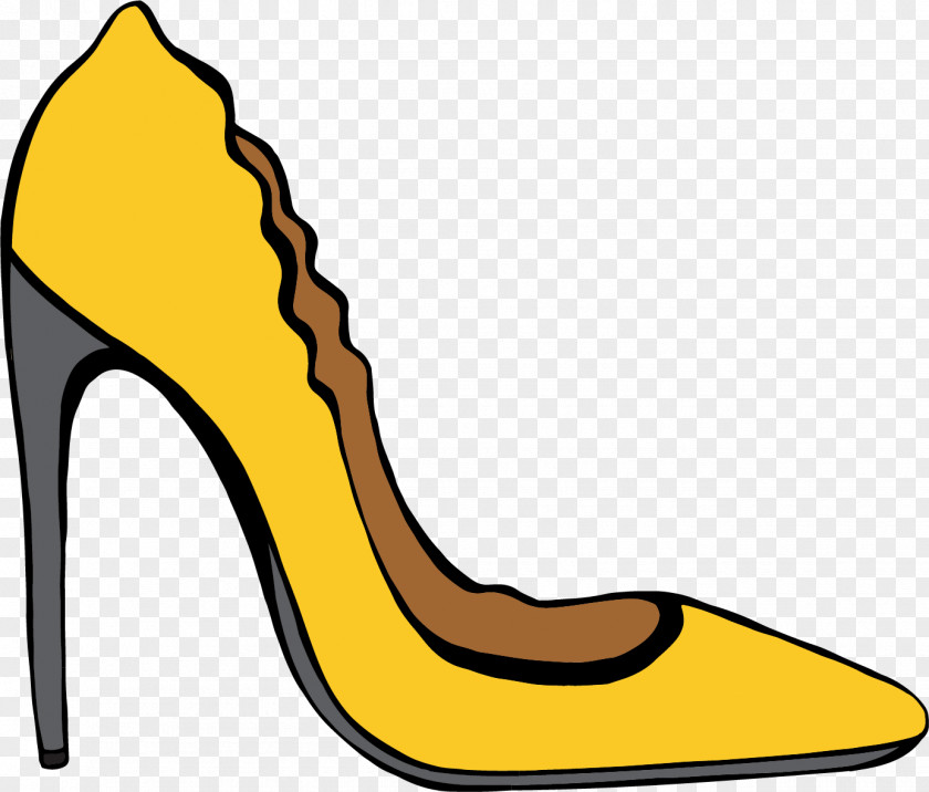 Vector Painted Yellow High Heels Shoe High-heeled Footwear PNG