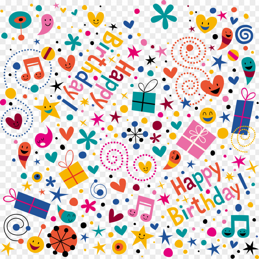 Happy Birthday Background Color Decorative Elements Party Pattern PNG