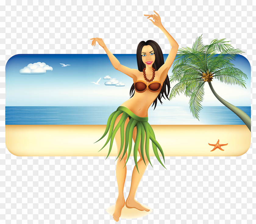 Hawaii Beach Leisure Vacation Hula Dance Illustration PNG