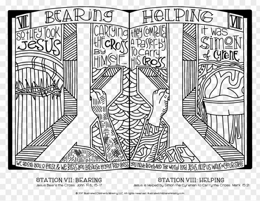 Child Stations Of The Cross Christian Coloring Book PNG