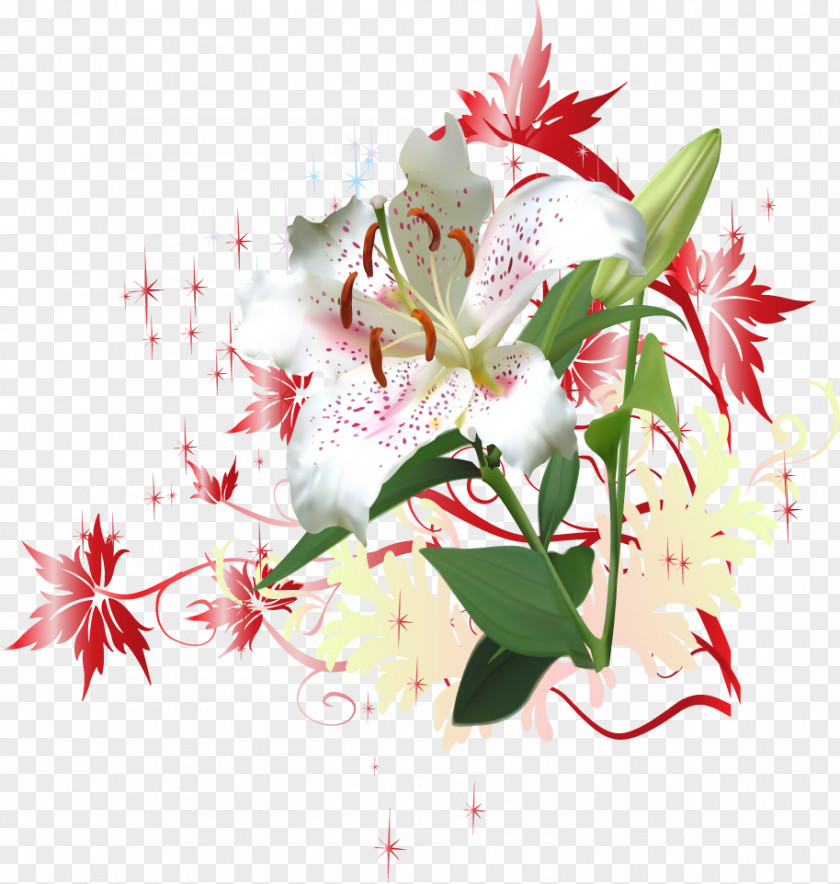 Colorful Flowers Lilium Cut PNG