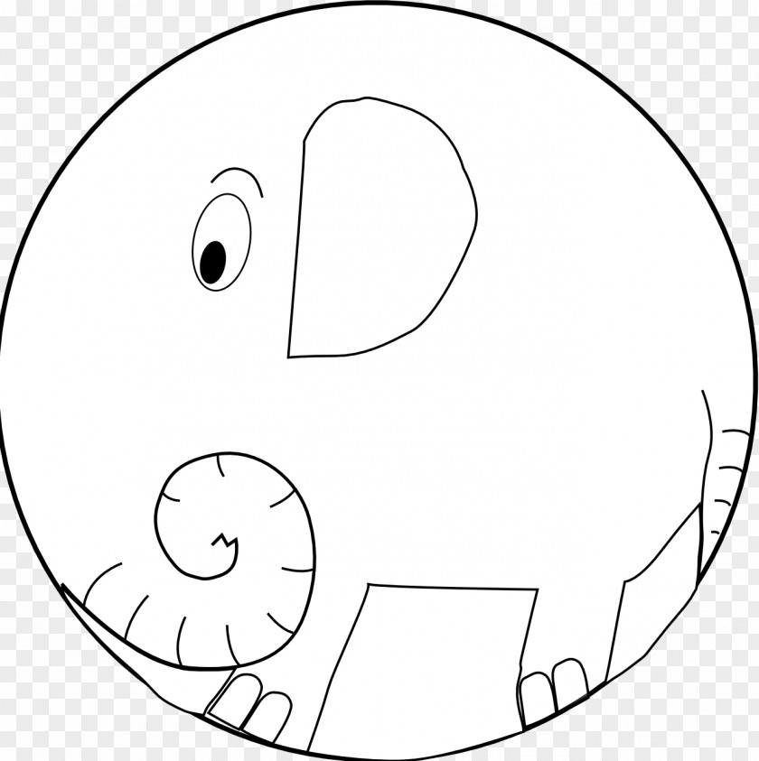 Elephant Line Art White Circle Area Angle Clip PNG
