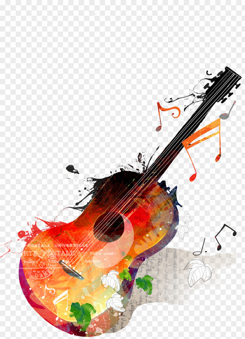 Guitar Music PNG Music, and brown purple guitar painting clipart PNG