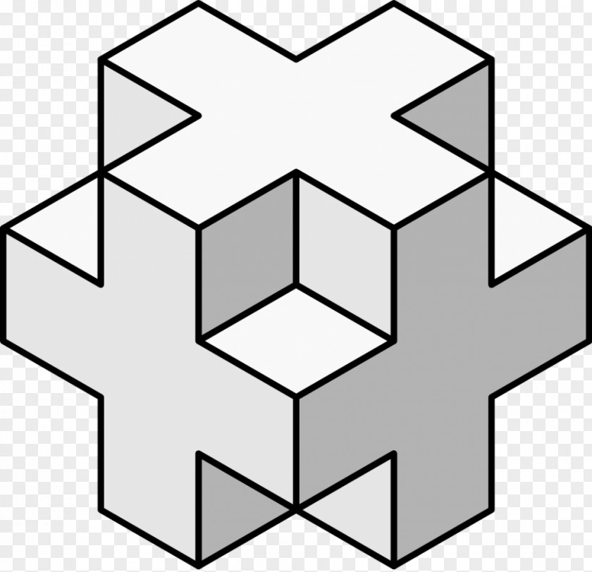 Isometric Penrose Triangle Projection Optical Illusion Necker Cube PNG
