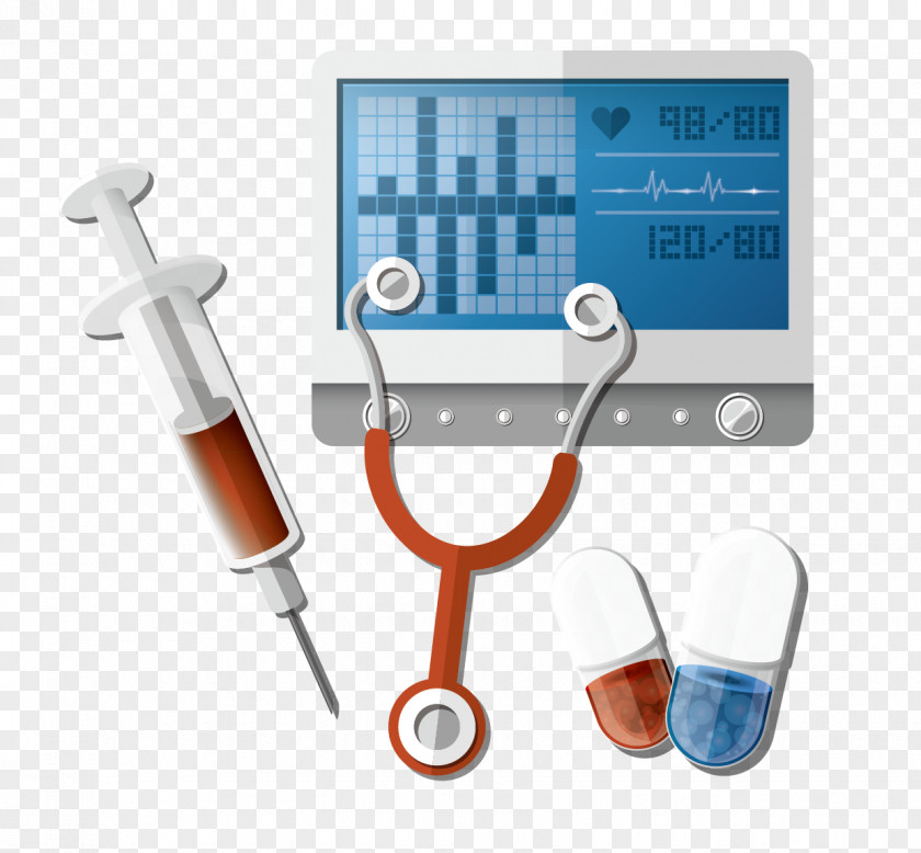 Vector Doctor With Stethoscope Syringe Electrocardiogram Physician PNG