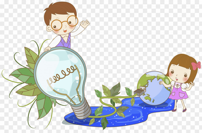 Green Bulb Energy Conservation Illustration PNG