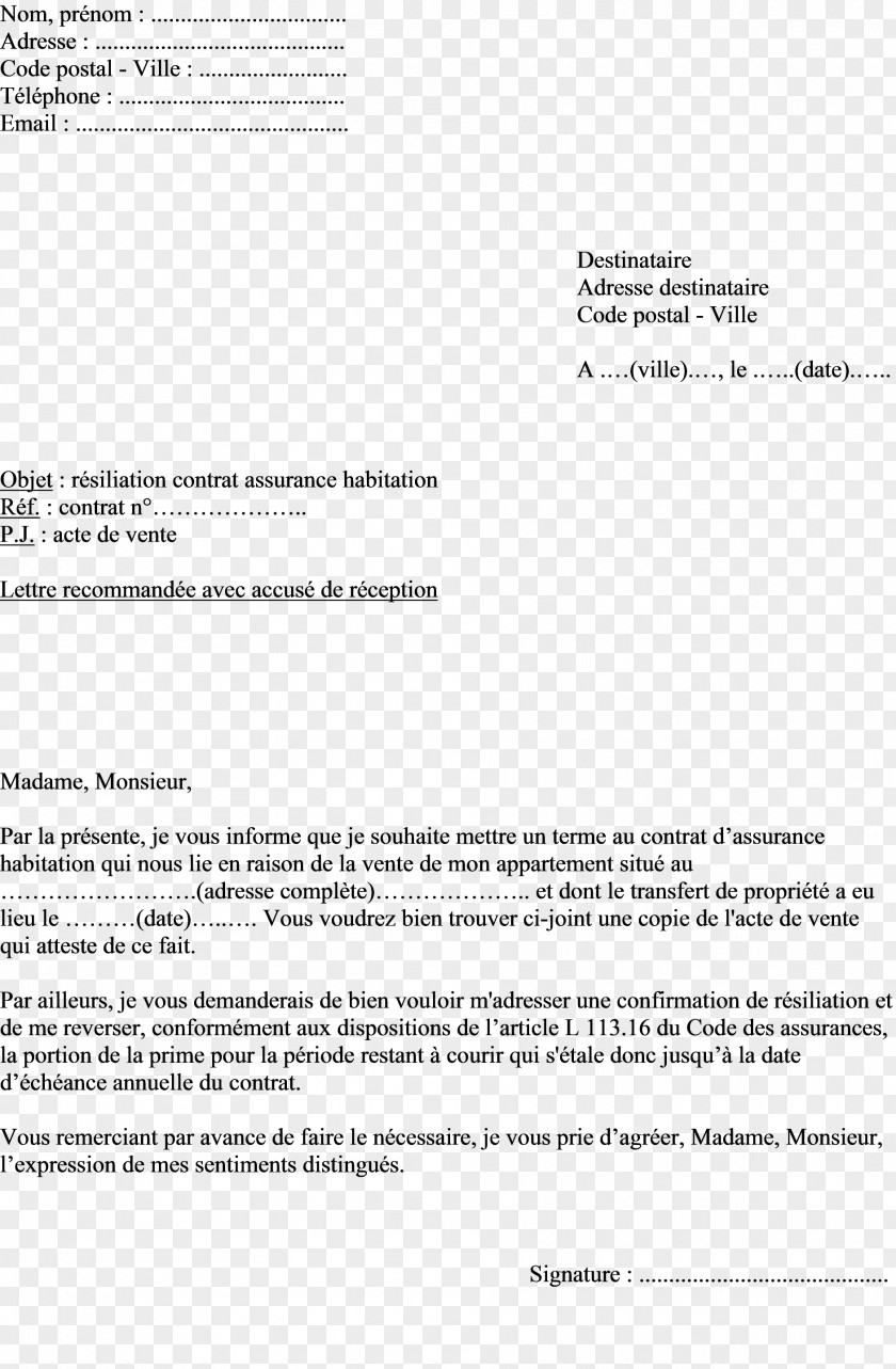 Job Description Résiliation Des Contrats En France Home Insurance Invoice Multirisque Professionnelle PNG