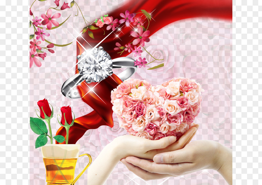 Ring Flower Beach Rose Heart Pink Czerwone Zu0142oto PNG