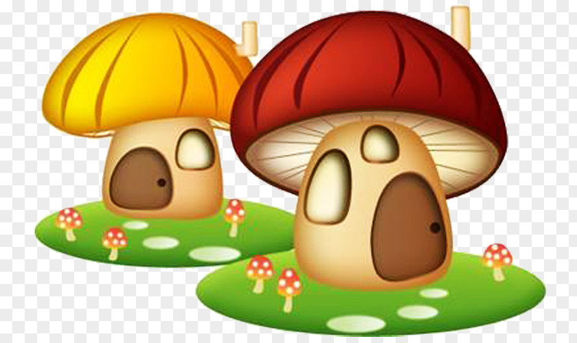 Small Mushroom House Cartoon Comics Drawing PNG