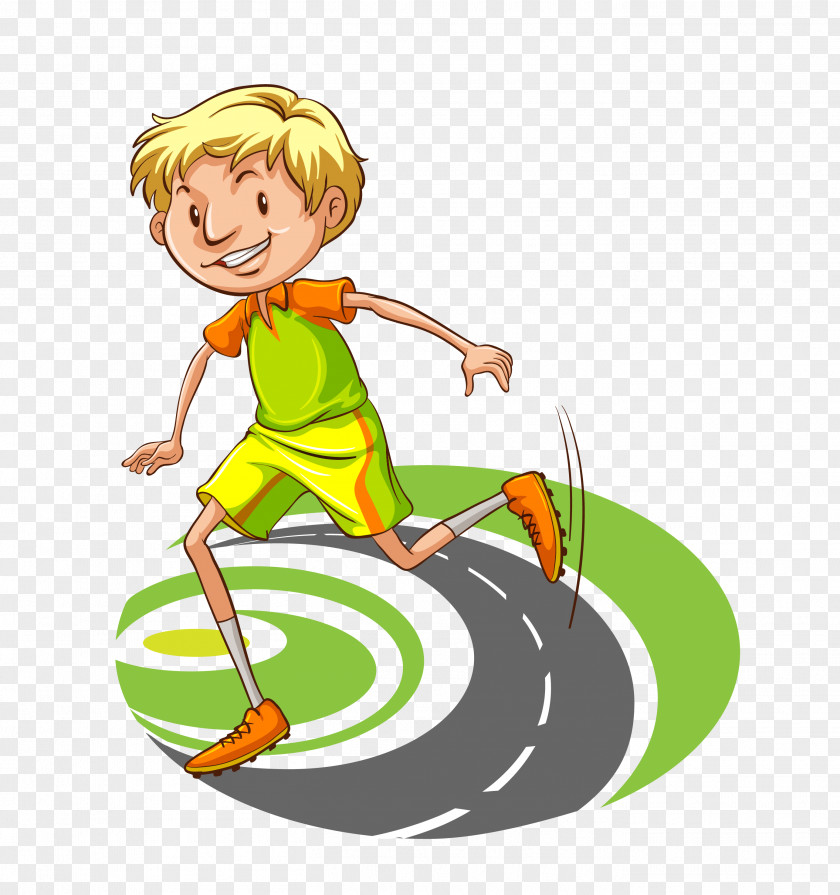 Vector Cartoon Pattern Running Long Boy Football Drawing Illustration PNG