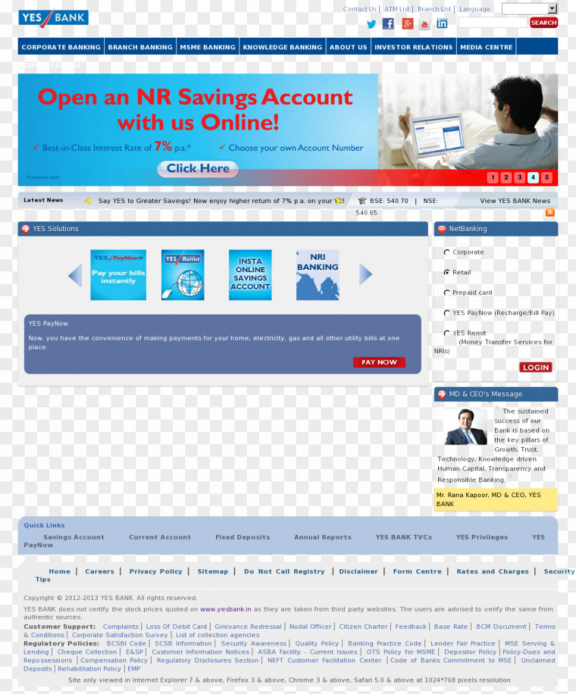 Yes Bank Online Banking Customer Service Business PNG