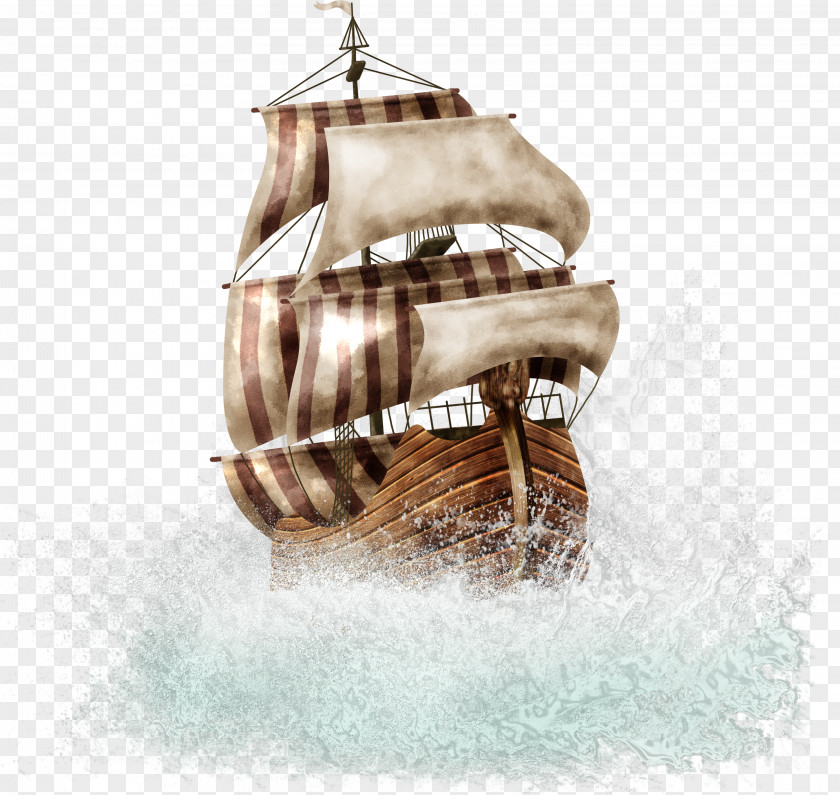 Ship On The Waves Boat PNG