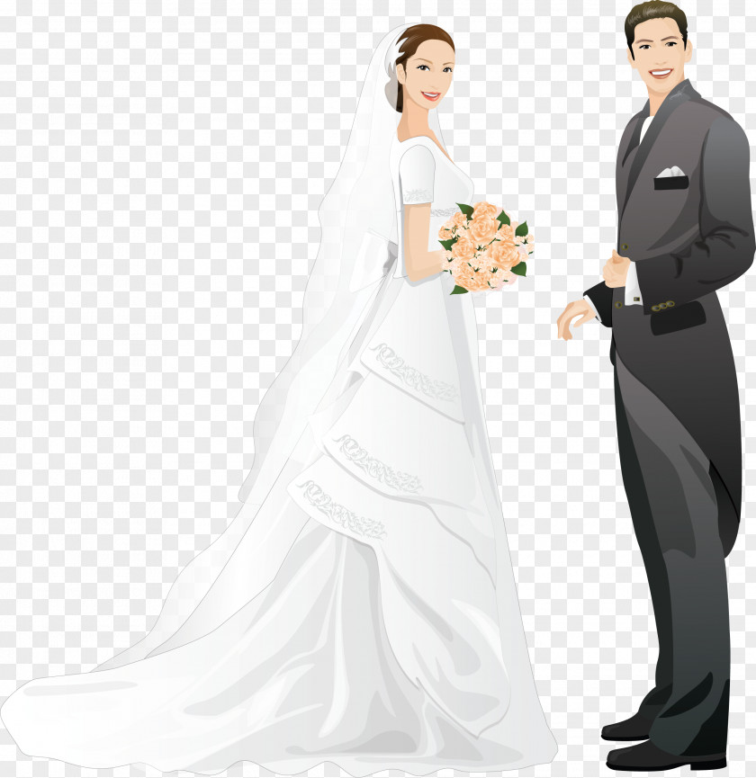 Bride And Groom Wedding Invitation Marriage Drawing PNG