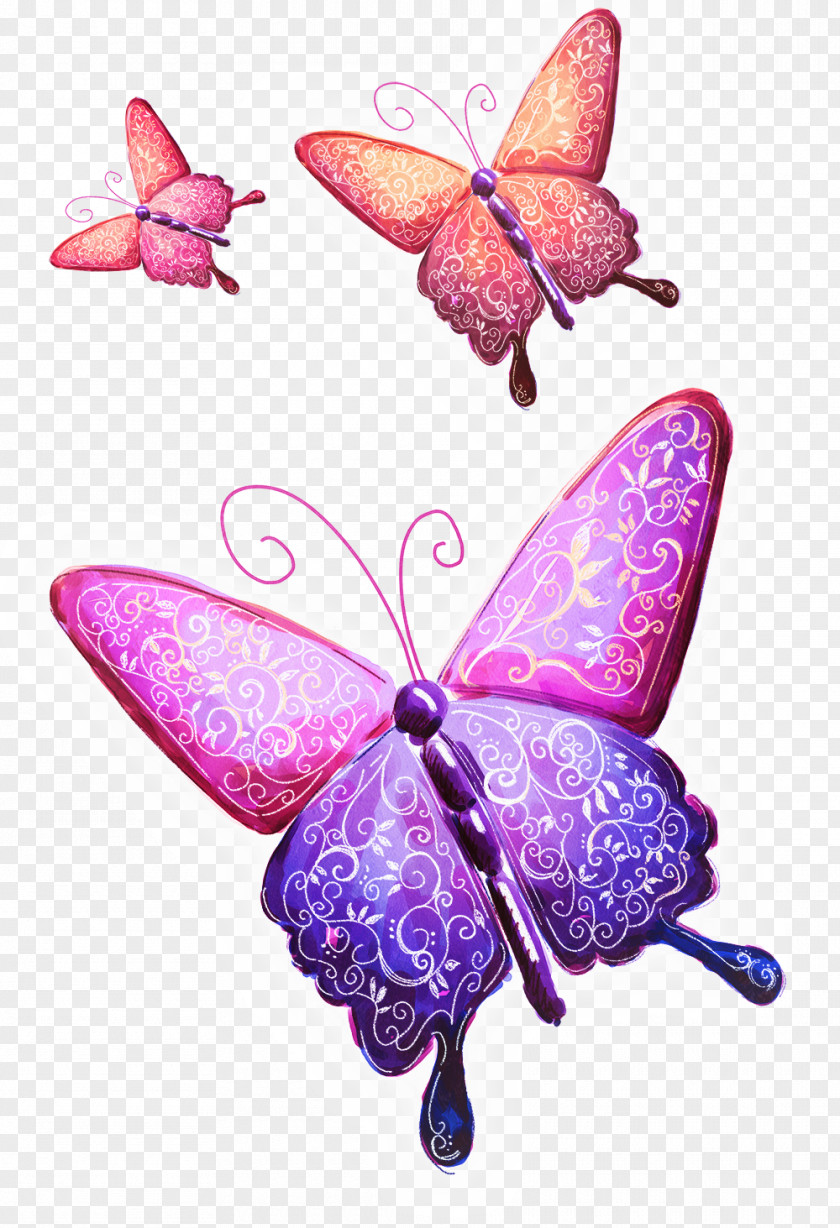 Creative Colorful Butterfly Flower Floral Design Brush Illustration PNG